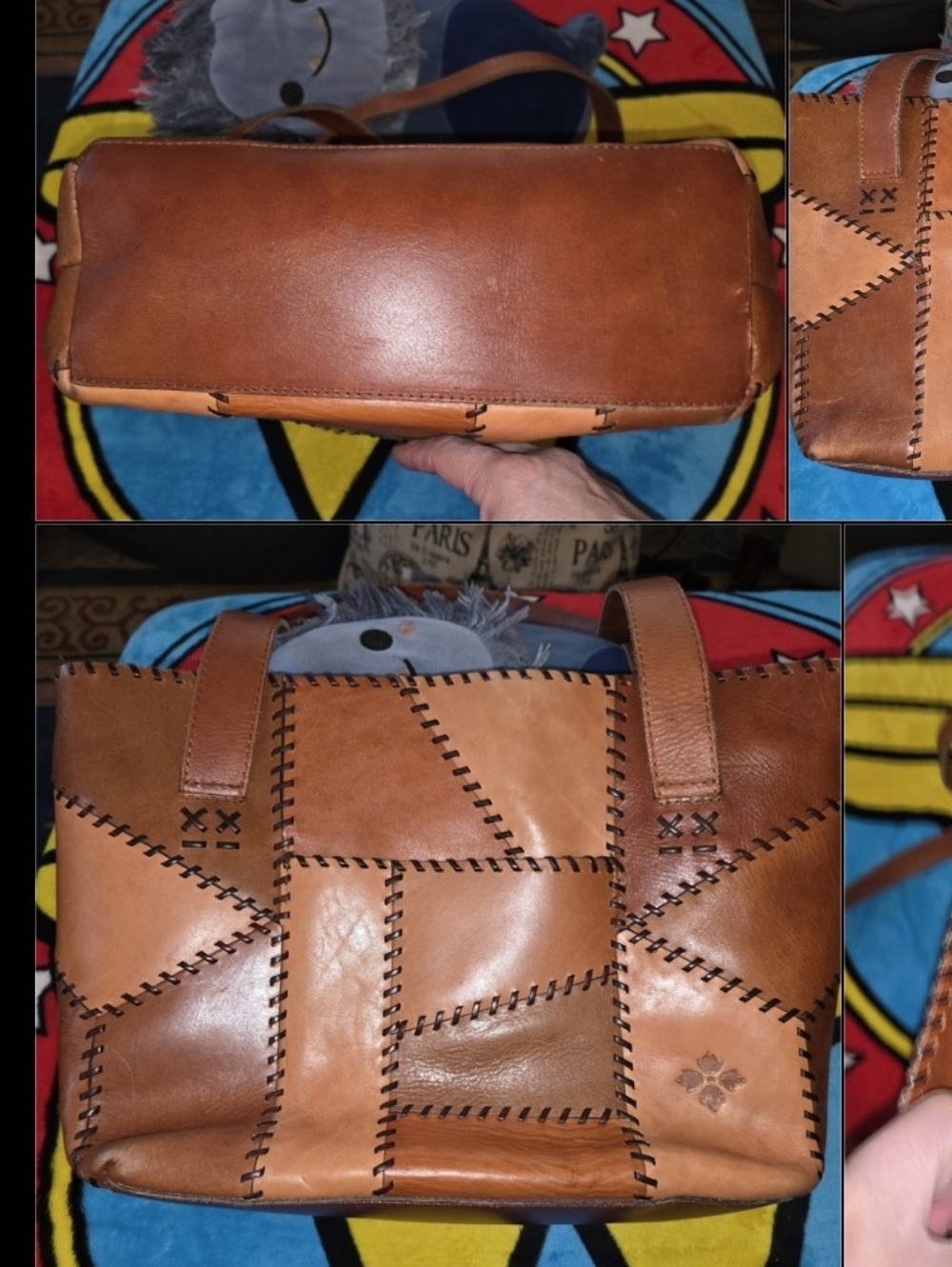 Classic Patricia Nash Patchwork Italian Leather Tote Bag - Brown